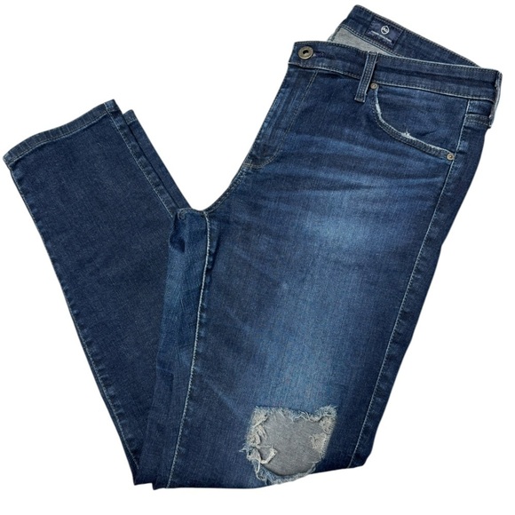 AG Adriano Goldschmied Women’s Dark Wash Distressed Skinny Jeans Size 31 Regular - Picture 13 of 13